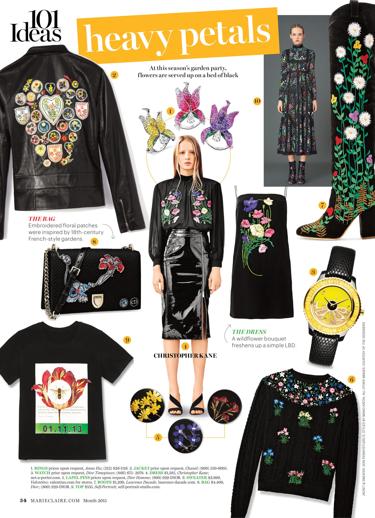 Marie Claire '101 Ideas: Heavy Petals' garden-party fashion spread, project cover