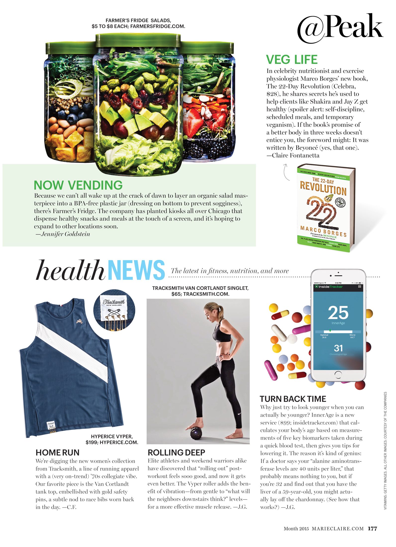 Marie Claire '@Peak' health news page