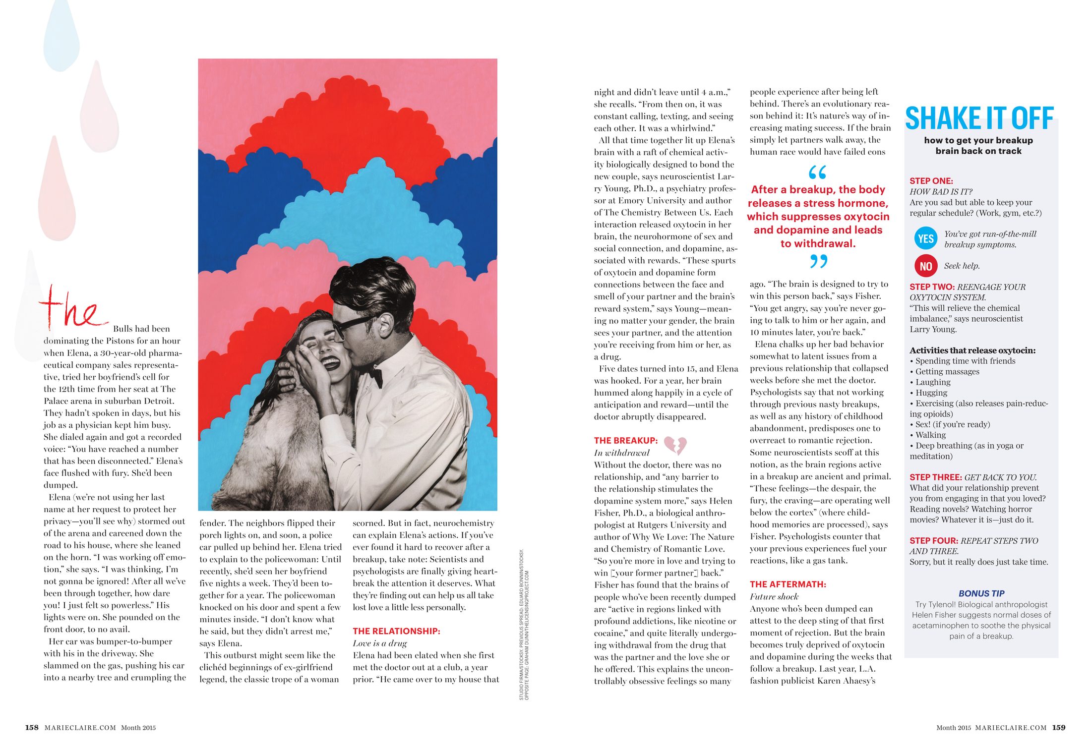 Marie Claire 'Why Do Breakups Make You Crazy?' feature story spread, page two