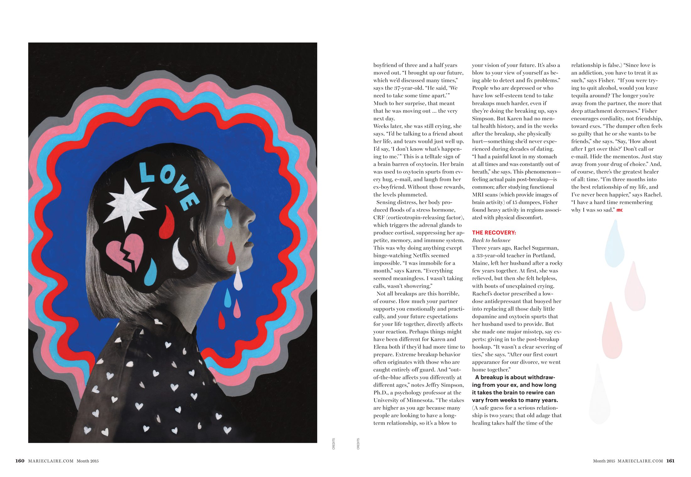 Marie Claire 'Why Do Breakups Make You Crazy?' feature story spread, page three