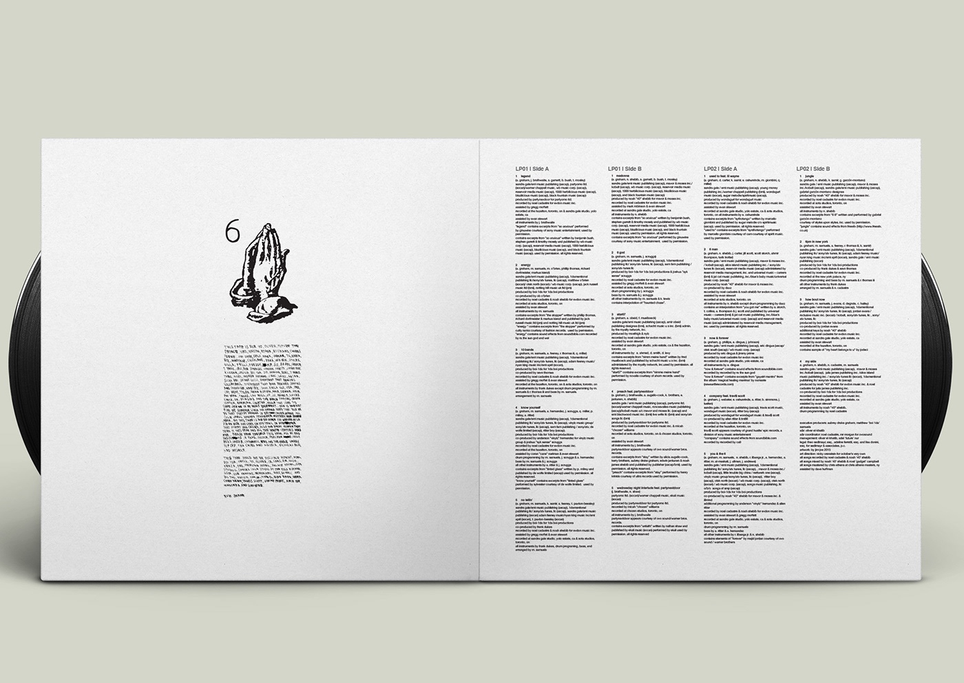 Drake vinyl open gatefold interior with tracklist art